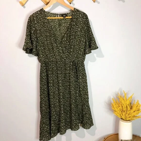 Mossimo Supply Co. Olive Green Wrap Dress – Size XL - Picture 2 of 7